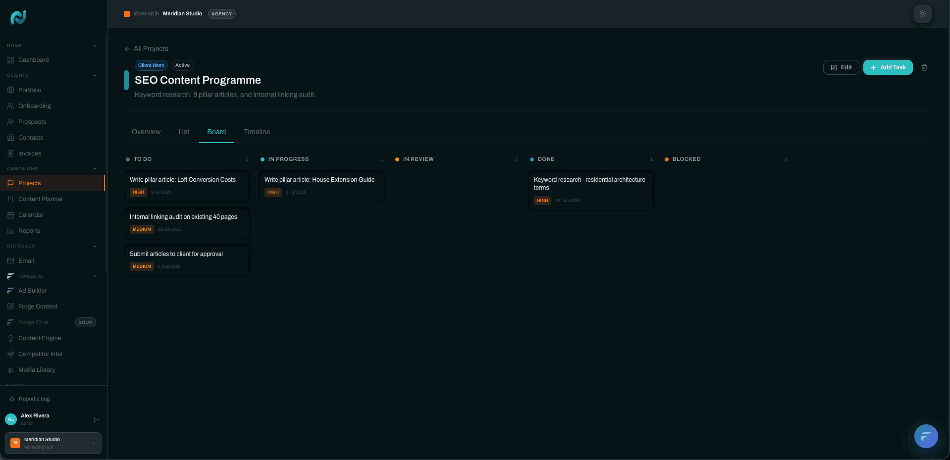 Projects: workspace management for in-house teams and agencies.